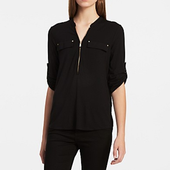 Calvin Klein Tops - NWT Calvin klein ZIP ROLL-UP 3/4 SLEEVE TOP